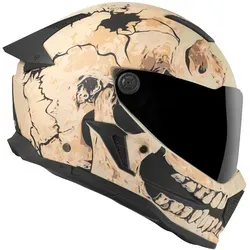 Bogotto Rapto Skull Helm, beige, Größe S für Männer - Motorradhelm mit kratzfestem Visier, optimiert für Sicherheit und Komfort, ideal für stylische Biker.