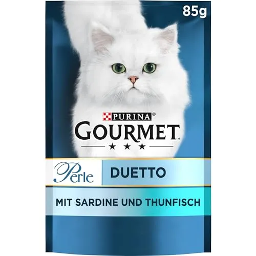 Gourmet Perle Duetto Katzenfutter nass, mit Sardinen und Thunfisch, 26er Pack (26 x 85g)