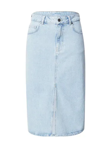 Objellen Mw Midi Denim Skirt Noos - Stilvoller Damenrock - Röcke für Damen, modischer Midi Denim Rock mit Reißverschluss, 5-Taschen-System und vorderem Schlitz für einen modernen Look.