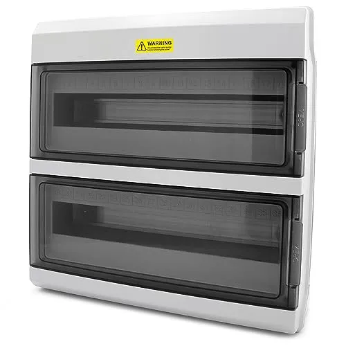 Verteilerkasten Aufputz, IP66 Waterproof Sicherungskasten, 36 Module (2x18) 2-reihig, Kleinverteiler Verteiler mit Transparenter Tür, Aufputzverteiler, robust Schaltkasten für Garten, Außenbereichen.