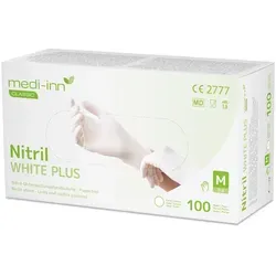 Medi-Inn Nitril White Plus Einmalhandschuhe, weiß, puderfrei L / 100 Stück