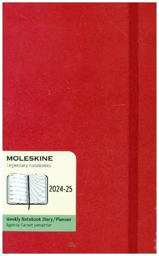Moleskine Wochenplaner 2024-2025 - Terminkalender mit 18 Monaten, ideal für die Planung von Terminen und Notizen, inkl. Hardcover, elastischem Verschluss und in der Farbe Rot Scarlet.