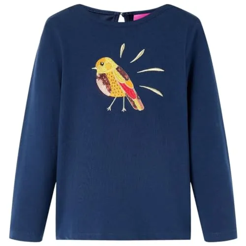Kinder Langarmshirt Vogelmotiv Langarm T-Shirt Jungen Kindershirt Marineblau 128