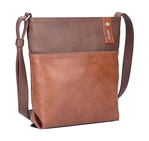 JANA J10 Damen Umhängetasche im Bicolor-Design - Elegante Damen-Schultertasche aus hochwertigem, wasserabweisendem Kunstleder mit 5 Litern Volumen und praktischem Kosmetikbeutel gratis. Vielseitig tragbar als Crossbody Bag oder Schultertasche.
