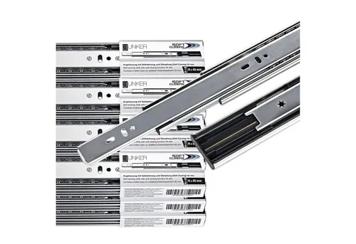 SO-TECH® Auszug Vollauszüge kugelgelagert mit 45 kg Tragkraft und Softclose (20 St), 10 Paar, Länge 700 mm (ausgezogen 1395 mm), Höhe 45 mm