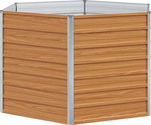 vidaXL Hochbeet im Garten Hellbraun 129 x 129 x 77 cm Verzinkter Stahl