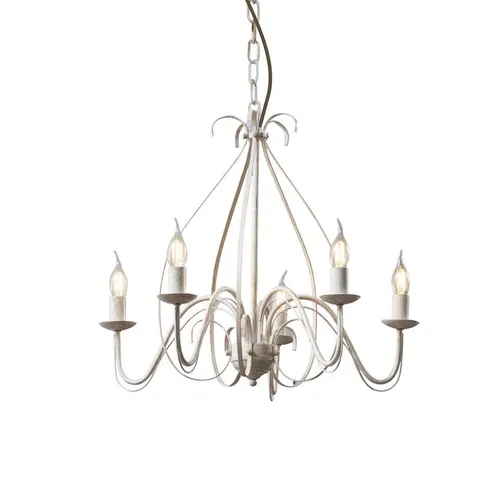 Qazqa Giuseppe - Vintage Kronleuchter Creme 5-flammig - Eleganter 5-flammiger Kronleuchter in Creme, ideal für Esszimmer und Flur. Dimmbar mit E14-Fassung, perfekt für stimmungsvolle Beleuchtung. Hinweis: Leuchtmittel nicht enthalten.
