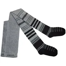 WERI SPEZIALS Strumpfhersteller GmbH Strickstrumpfhose Kinderstrumpfhosen für Jungs >> Streifen<< weiche Baumwolle grau|schwarz 134-146