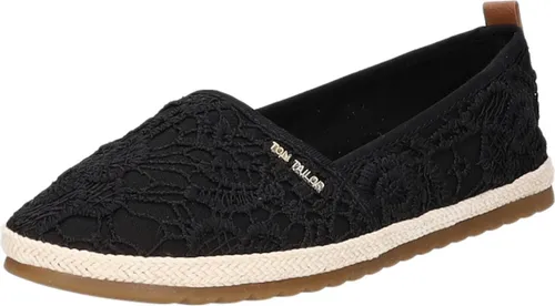 Tom Tailor Damen Espadrilles flacher Slipper schwarz EUR 38 - Trendige Slipper von Tom Tailor mit romantischem Makramee-Design, ideal für den Sommer! Leichte und bequeme Sommerschuhe aus textilem Obermaterial, perfekt für lässige Outfits.