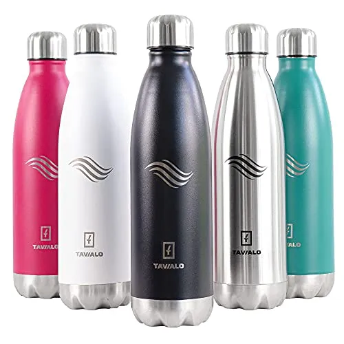 TAVIALO Edelstahl Trinkflasche – Isolierflasche 500ml/750ml/1000ml, BPA-frei, Kohlensäure-geeignet, doppelwandig, hält Getränke 24h kalt & 12h heiß – für Sport, Reisen & Outdoor (Schwarz)