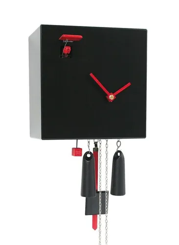 Rombach & Haas Pendelwanduhr CU34 – Edle Kuckucksuhr mit Tickgeräusch - Elegante Kuckucksuhr mit 8-Tage Uhrwerk und beweglichem Kuckucksvogel. Das moderne Bambus-Design und rote Akzente machen sie zum Blickfang in jedem Raum.