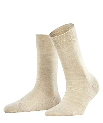 FALKE Damen Socken Sensitive Berlin W So Wolle Baumwolle mit Komfortbund 1 Paar, Beige Linen Melange 4541, 35-38