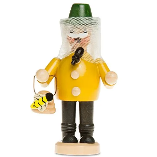Sikora Räuchermännchen aus Holz Rääucherfigur Deko Weihnachtsfigur Verschiedene Motive - RM-C, Farbe/Modell:C10 gelb - Imker, Höhe in cm:Höhe ca. 13.5 cm