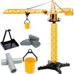 MalPlay Ferngesteuerter Turmkran mit Funktionen | 55cm hoch | Baufahrzeug Großer drehbarer Baukran | ab 3 Jahren | Geschenk für Kinder und Erwach...