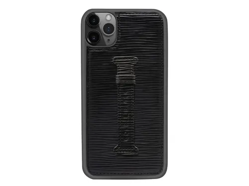 Hülle für Apple iPhone 11 Pro Max LEDER Case mit-fingerschlaufe unico Schwarz