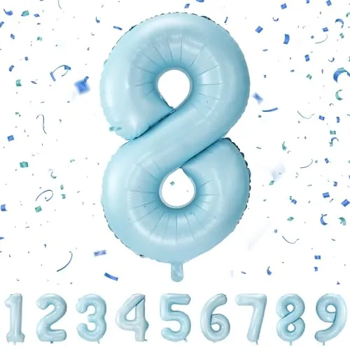 balloon Geburtstag zahlen Blau luftballon 8 jahre | Folienballon 8 -für Mädchen Junge Folienballon in 40