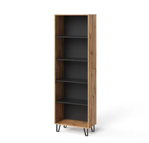 Vicco Bücherregal Amber, Eiche Wotan/Schwarz, 60 x 186.6 cm von Vicco