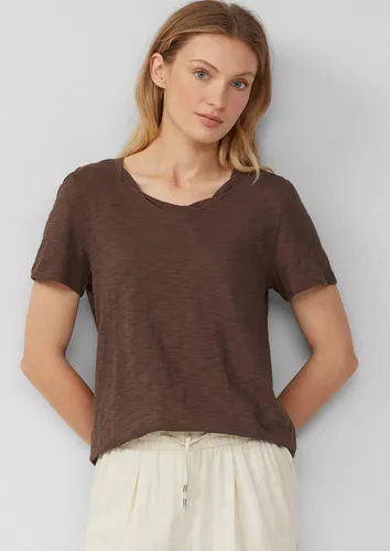 s.Oliver T-Shirt mit Flammgarnstruktur und Ausschnitt-Detail