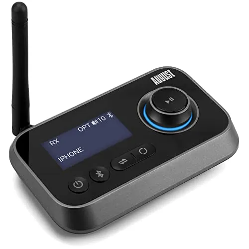Bluetooth 5.0 Audio Sender Empfänger August MR280 - 2 in 1 für TV und PC - Audio & Video Adapter mit hochwertiger Klangqualität und Multipoint-Funktion. Koppeln Sie 2 Geräte gleichzeitig und genießen Sie kabelloses Streaming ohne Verzögerungen.