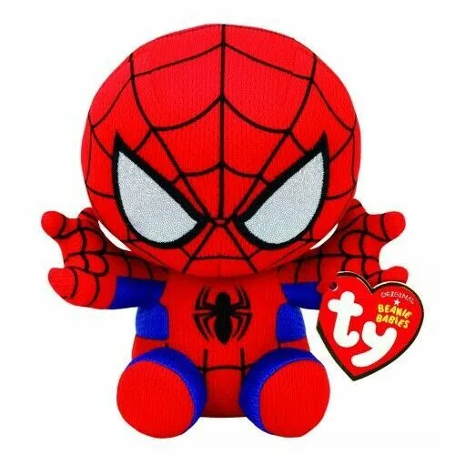 Marvel Spiderman Plüschfigur - 15 cm, offizielles Marvel Spielzeug mit glitzernden Augen, perfekt zum Kuscheln und Sammeln