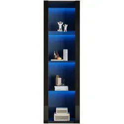 OKWISH Hochglanz Vitrinenschrank 55x38x166 cm mit LED-App-Steuerung