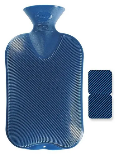 Fashy Wärmflasche Wärmflasche Kunststoff Blau Doppellamelle 2 gleiche Seiten 2L Fashy