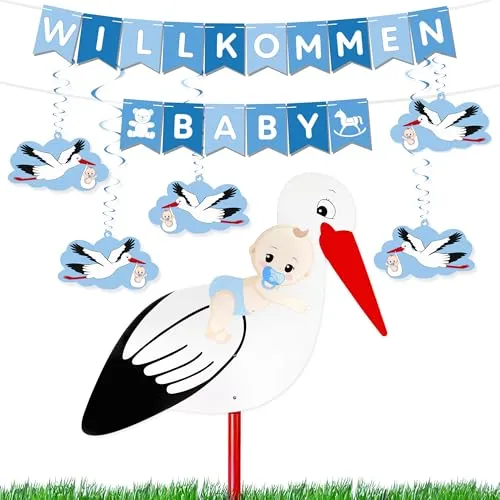 BRUBAKER Willkommen Baby Girlande mit Storch