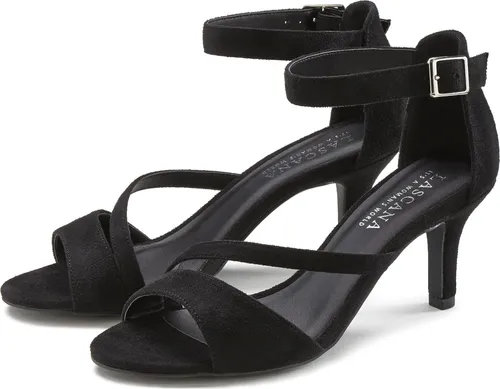 LASCANA Sommerschuh Sandalette High-Heel-Sandalette - Wanderschuhe, vegane Riemchensandalette mit 7 cm Absatzhöhe, ideal für feminine Looks in Schwarz. Perfekt für den Sommer!