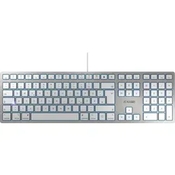 CHERRY KC 6000 SLIM FOR MAC - Kabelgebundene Mac-Tastatur mit flüsterleisen Tasten, ultraflachem Design und schneller Mediensteuerung für effizientes Arbeiten