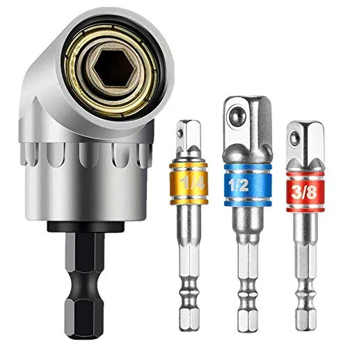 Newder-eu Impact Grade Driver Sockets Adapter Extension Set Bohrer 3-teilig 1/4 3/8 1/2 Universal Socket Adapter Set und rechtwinkliger Bohrer 105 Grad rechtwinkliger Schraubendrehersatz Bohrer Hex Bi