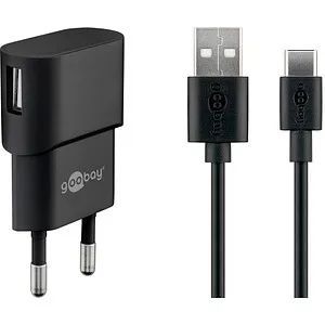 Goobay 45298 Universal Ladegerät für mobile Geräte - Schwarz - Kompaktes USB-Ladegerät für Handys, Tablets und mehr. Mit 1 A Ausgang für schnelles Laden direkt an der Steckdose. Ideal für unterwegs, dank platzsparender Bauform und internationalem Spannungsbereich von 100-240 V.