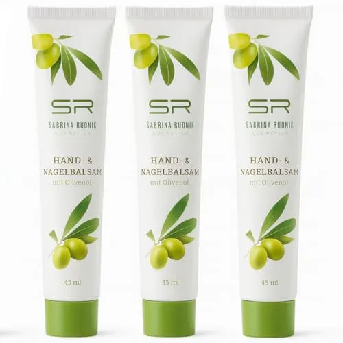 varivendo Notizblock + Sabrina Rudnik Hand- & Nagelbalsam Olive 3er Set, je 45 ml pflegende Handcreme für trockene Hände, rissige Haut und sanfte Nagelpflege