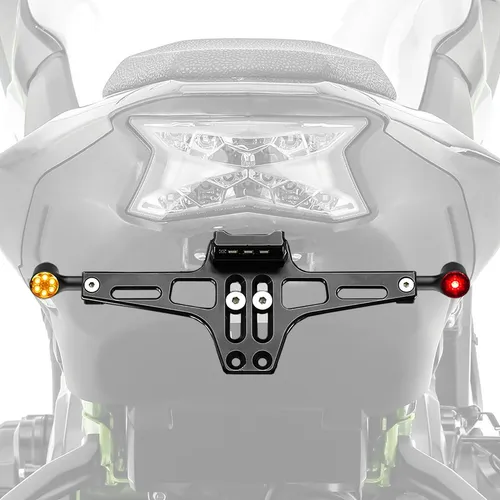 Set LED Blinker Motorrad BP1 mit Brems- und Rücklicht - Hochwertiges Set mit Lumitecs 3-in-1 LED Blinkern und Kennzeichenhalter Zaddox NH2. Erleben Sie eine cleane Optik und verbesserte Sichtbarkeit durch moderne LED-Technik. Ideal für alle Motorräder mit 12V Bordelektrik.