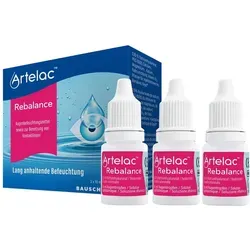 Artelac Rebalance Augentropfen - für trockene, gereizte Augen - Arzneimittel zur Befeuchtung trockener Augen mit 0,15% Hyaluronsäure. Ideal für Langzeitanwendungen und zur Linderung von Symptomen chronischer Tränenfunktionsstörungen.