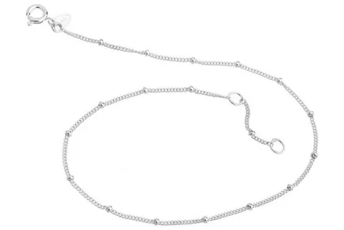 Silberkettenstore Fußkette Fußkette Panzer 1,3mm mit Kugeln in silber von Silberketten-Store