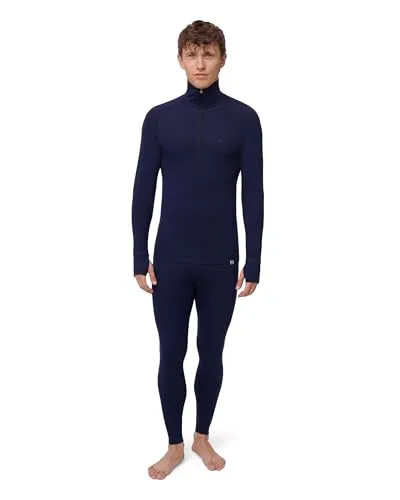 DANISH ENDURANCE Merino Thermounterwäsche Herren mit Reißverschluss - Thermounterwäscheset für Herren, aus hochwertiger Merinowolle für optimale Wärme und Feuchtigkeitsregulierung, ideal für Skifahren und Wandern.