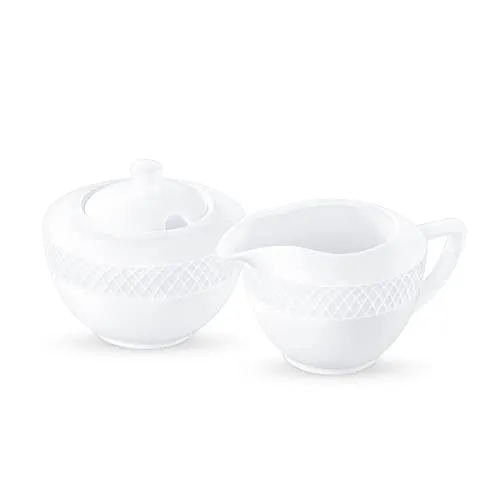 Wilmax Zuckerdose + Milchkännchen-Set 2-teilig - Milch- & Zuckersets aus hochwertigem Porzellan, spülmaschinenfest und ideal für Kaffee- und Teeliebhaber. Elegantes Design in klassischem Weiß für jeden Tisch.