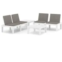vidaXL 4-tlg. Garten-Lounge-Set mit Auflagen aus Kunststoff - Gartenmöbel-Set für entspannte Stunden im Freien, mit pflegeleichtem Kunststoff und hohem Sitzkomfort durch dicke Auflagen. Ideal für gesellige Zusammenkünfte!