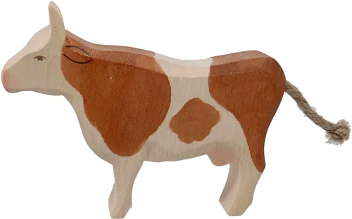 Ostheimer Kuh braun stehend 11022 - Hochwertige Holzfigur einer stehenden Kuh, handgefertigt in Deutschland, ideal für kreative Spielwelten und als dekoratives Element in Kinderzimmern.