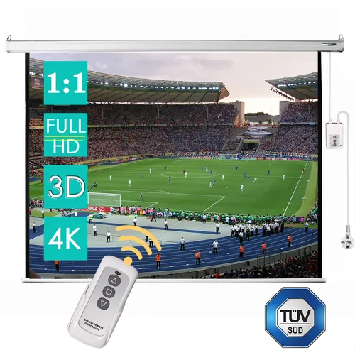 CCLIFE Beamer Leinwand elektrisch Motor Projektionsleinwand heimkino rolloleinwand, Größe:ektrische 152x152cm. 85 Zoll