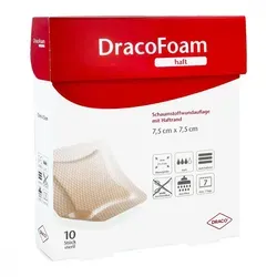 Dracofoam Haft Schaumstoff Wundauflage 7,5x7,5cm - Wundversorgung für optimalen Schutz, ideal für kleine Verletzungen und empfindliche Haut