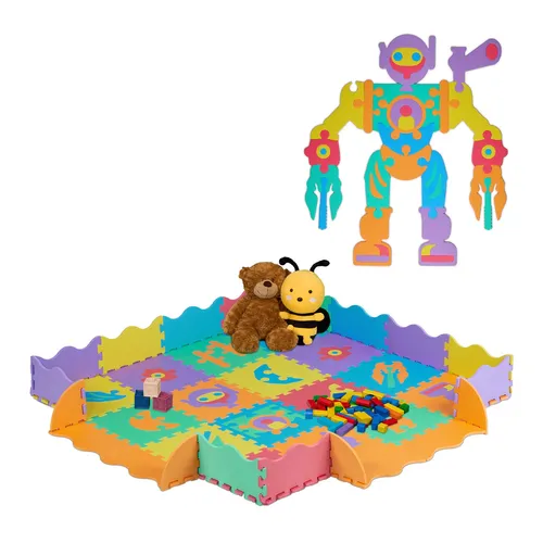 Puzzlematte Roboter Krabbelmatte Spielboden Puzzleteppich Kindermatte Bodenmatte