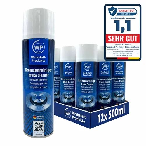 12x WP Bremsenreiniger 360° Ventil - Bremsenreiniger in praktischen 500ml Dosen, mit 360° Ventil für eine einfache Anwendung aus jeder Position - ideal für Werkstätten und Hobbymechaniker.