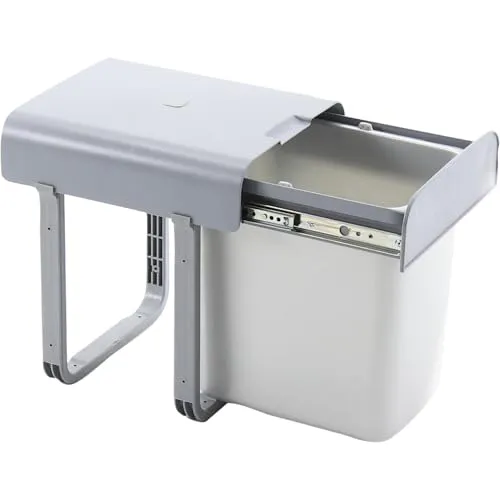 Ekotech Abfallsammler AG16G Aladin grau 16 Liter - Praktischer Abfallsammler für 40 cm Unterschränke, mit 16 Litern Fassungsvermögen und stabiler Ablagefläche. Ideal für einfache Müllentsorgung und Abfalltrennung im Haushalt.