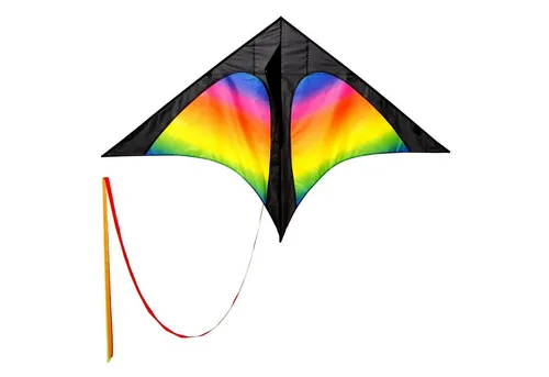 Wolkenstürmer® Delta Rainbow Kinderdrachen – Bunter Einleiner für Kinder ab 4 Jahren - Drachen – Leicht zu starten bei wenig Wind, ideal für Einsteiger. Inklusive Handgriff und 40m Schnur, bereit zum Fliegen!