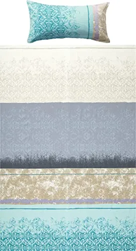 Erwin Müller Flanell-Bettwäsche - Gemusterte Streifen Mint-Silber 40x80 cm / 155x220 cm - Bettwäsche-Sets aus 100% Baumwolle, samtweich und temperaturausgleichend, mit praktischem Reißverschluss für einfaches Beziehen.