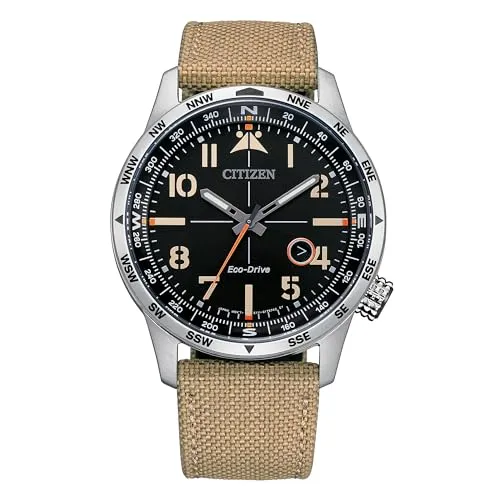 Citizen Unisex Analog Uhr mit Leder Armband BM7550-10E