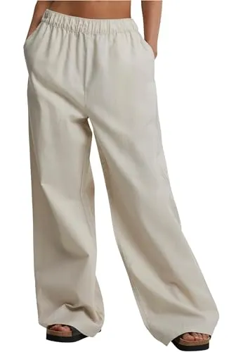 Urban Classics Damen Hose Ladies Linen Mixed Wide Pants, Weite Hose für Frauen, Baumwoll-Leinen-Mischung, Größen XS - 5XL