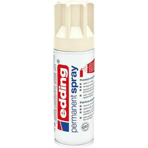 edding Permanent Spray 5200 - Premium-Acryllack in Hellelfenbein matt - Schreibutensilien mit schnelltrocknendem, UV-beständigem Acryllack für Innen- und Außenanwendungen, ideal für kreative Projekte auf verschiedenen Oberflächen.