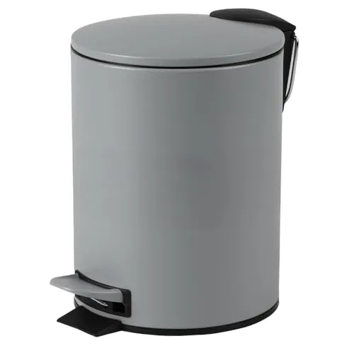 Urban Living 3 Liter Tret-Mülleimer Kosmetikeimer Tretmülleimer mit Absenkautomatik - herausnehmbarer Einsatz mit Henkel (Grau)